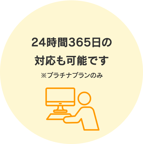 24時間365日の対応も可能です（プラチナプランのみ）