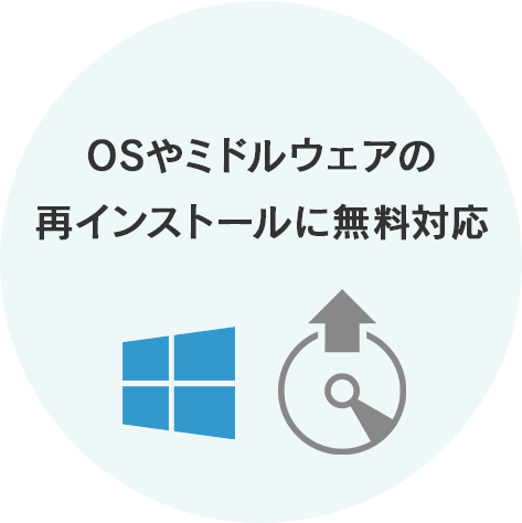 OSやミドルウェアの再インストールに無料対応