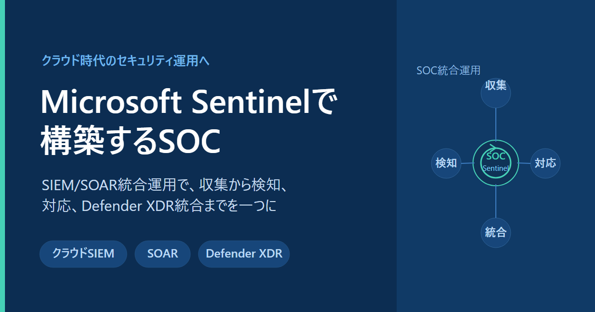 Microsoft Sentinelで構築するクラウドネイティブSOC┃SIEM/SOAR統合運用の設計ガイド